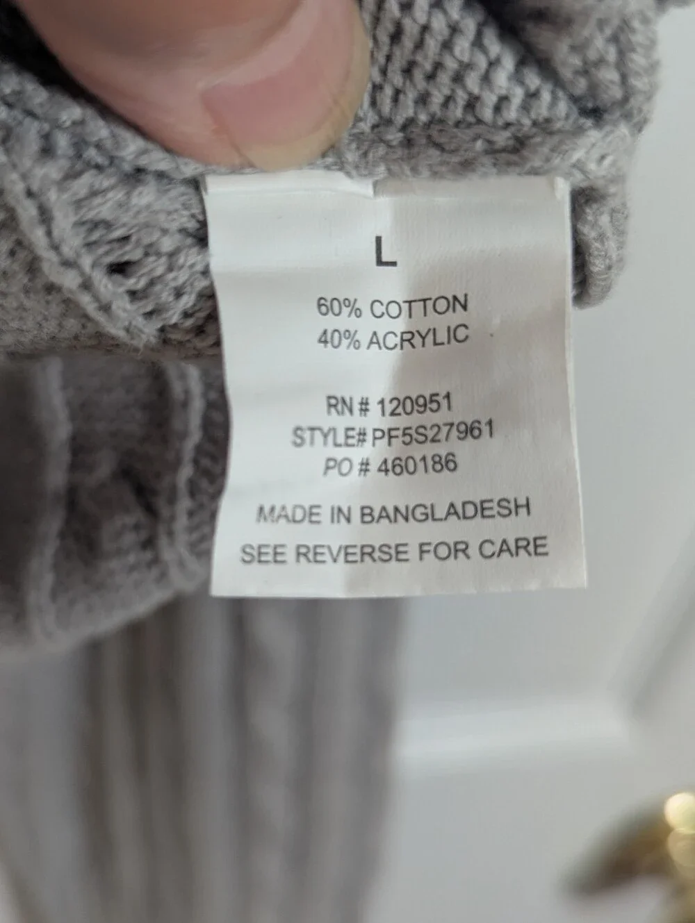 Pink Rose Cable Knit Polo Sweater – Light Heather Gray – Large – NWT